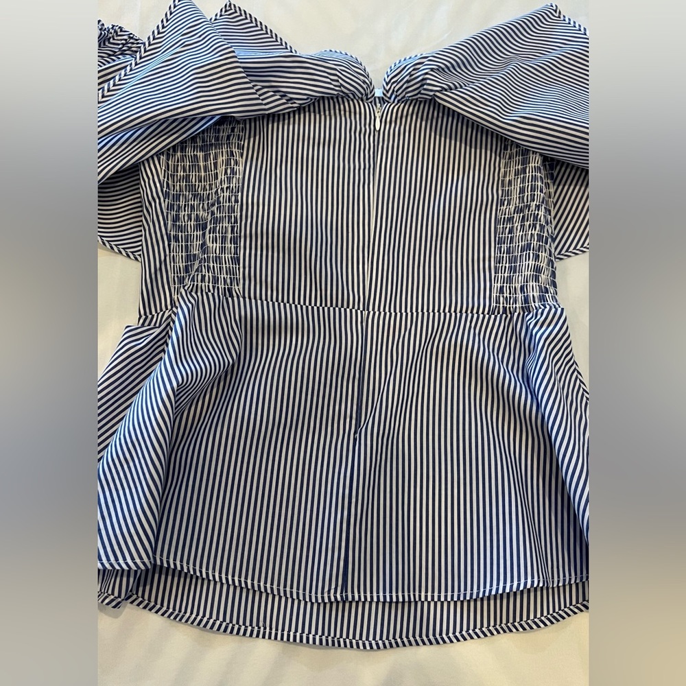 Stripe Flutter Overlay Blouse - image 5